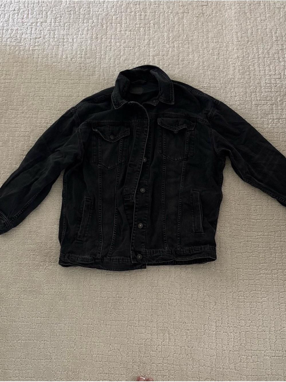 American Eagle Black Denim Jacket Large